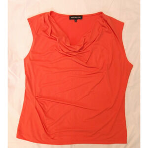 Jones New York Orange Draped Cowl Neck Sleeveless Tank Top Blouse Size XL